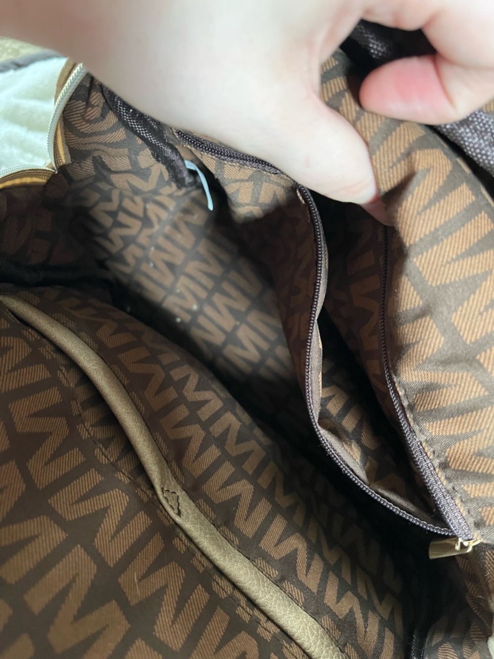 Milan Beige/Tan Monogram Mini Backpack View 3